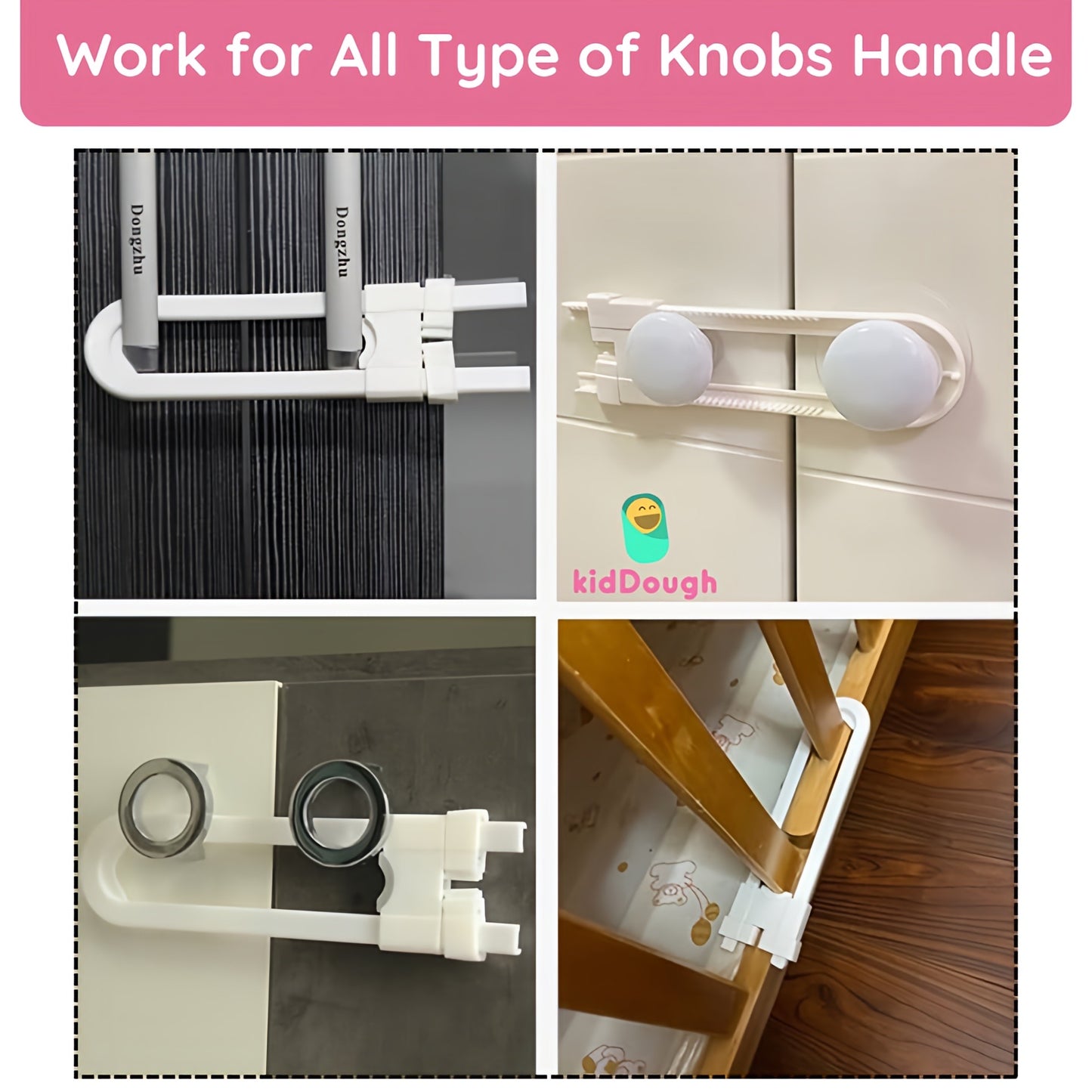 Kiddough U Shape Baby Safety Security Cupboard, Drawer, Cabinet Lock for Child, Infant & Kids