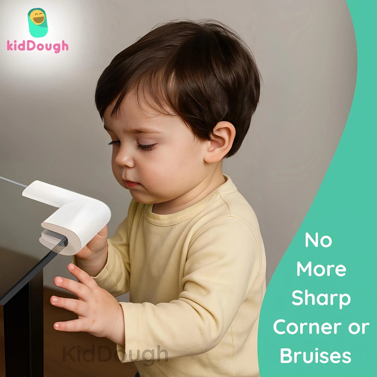 KidDough U-Shape Corner Guards for Kids Safety, Table Corners Edge Protector, Baby Proofing Edge & Corner Guards, for Thin Table Tops, White (8pcs/Pack)