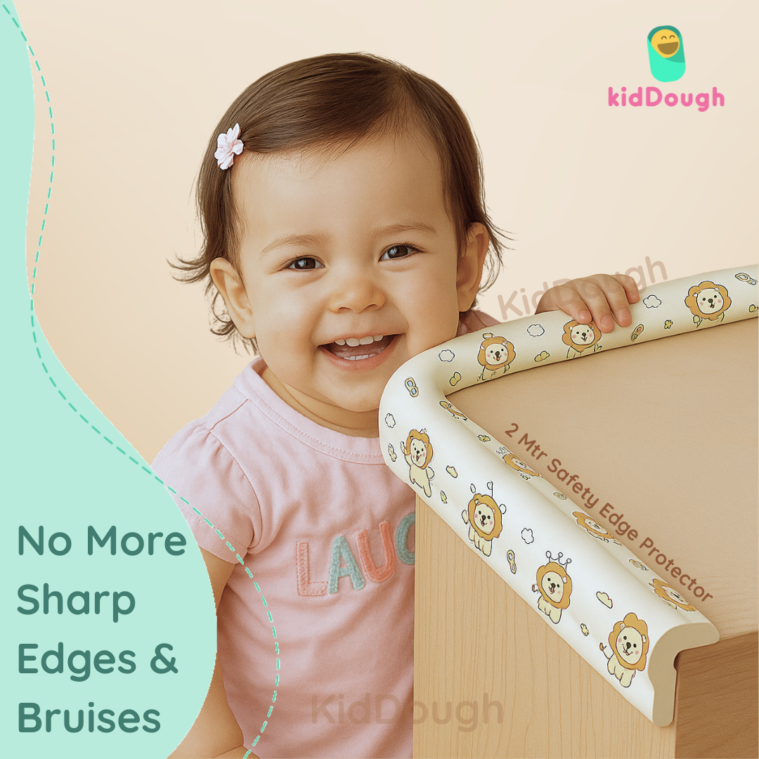 KidDough Baby Proofing Printed L-Shape Flat Edge Protector - 2 Meters Safety Strip, Dense Edge Guard for Kids Safety, Shock Absorbant Edge Protector, Baby Safety Products (Cartoon)