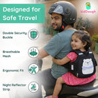 KidDough Baby Safety Belt for Two Wheeler Bike/Scooty | Harness Safety Belt for Kids Safety | Strong Buckles with Adjustable Straps and Double Stiching for Extra Safety (With Storage (Black))