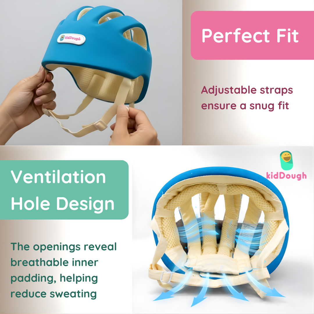 Kiddough Premium Head Protector for Baby Safety | 6 Months - 4 Years | Proper Air Ventilation for Kids and Toddlers | Secure, Fit & Comfort Lightweighted Helmet