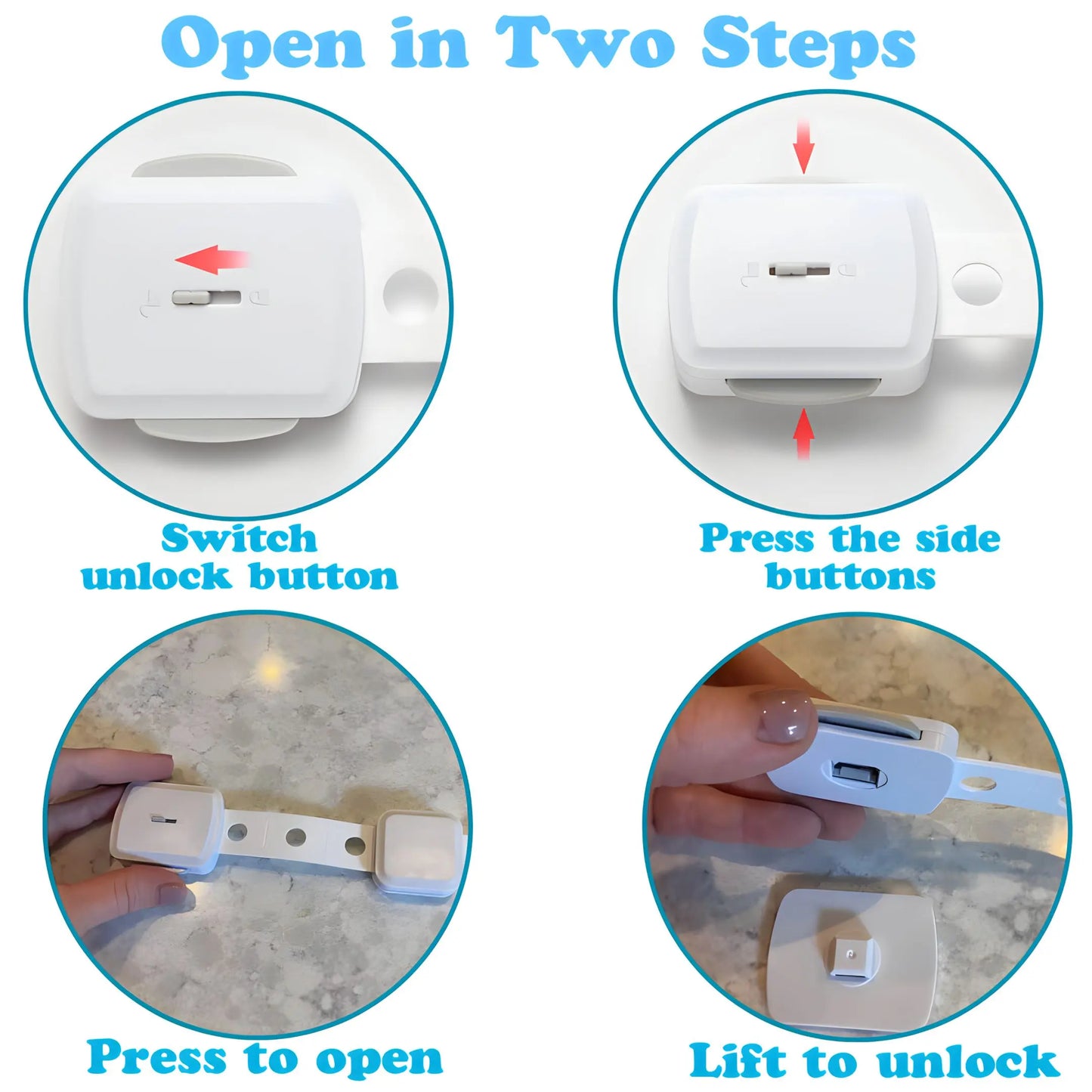 Kiddough Furniture Dual Safety Locks For Kids - Pack Of 4 Locks, Double Lock System