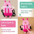 KidDough Rabbit Shape Head Protector, Cushioned Backpack for Babies | 6 Months - 36 Months | Lightweight (Pink Rabbit)