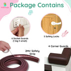 Kiddough Baby Safety Proofing Kit - 2 Meters Safety Strip + 5 Safety Locks + 4 Corner Guards + 6 Socket Guards