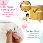Kiddough Baby Safety Proofing Kit - 2 Meters Safety Strip + 5 Safety Locks + 4 Corner Guards + 6 Socket Guards