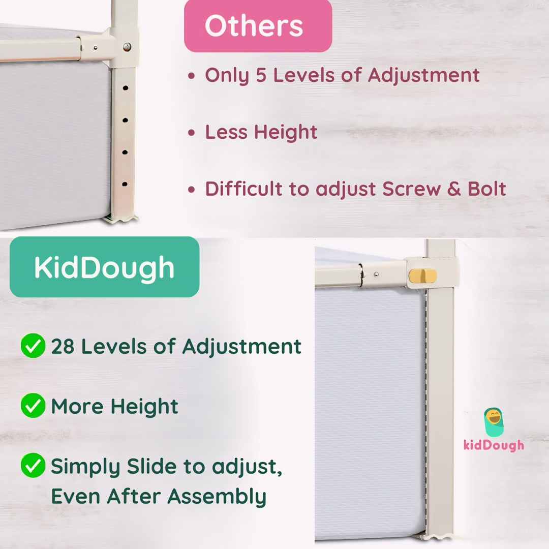 Kiddough Bed Railing for Baby Safety (6.5ft*6ft, Two Side, Off-White)