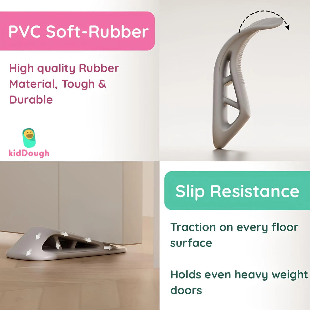 KidDough™ Door Stopper Wedge – Non-Slip Baby Door Safety | Pack of 2