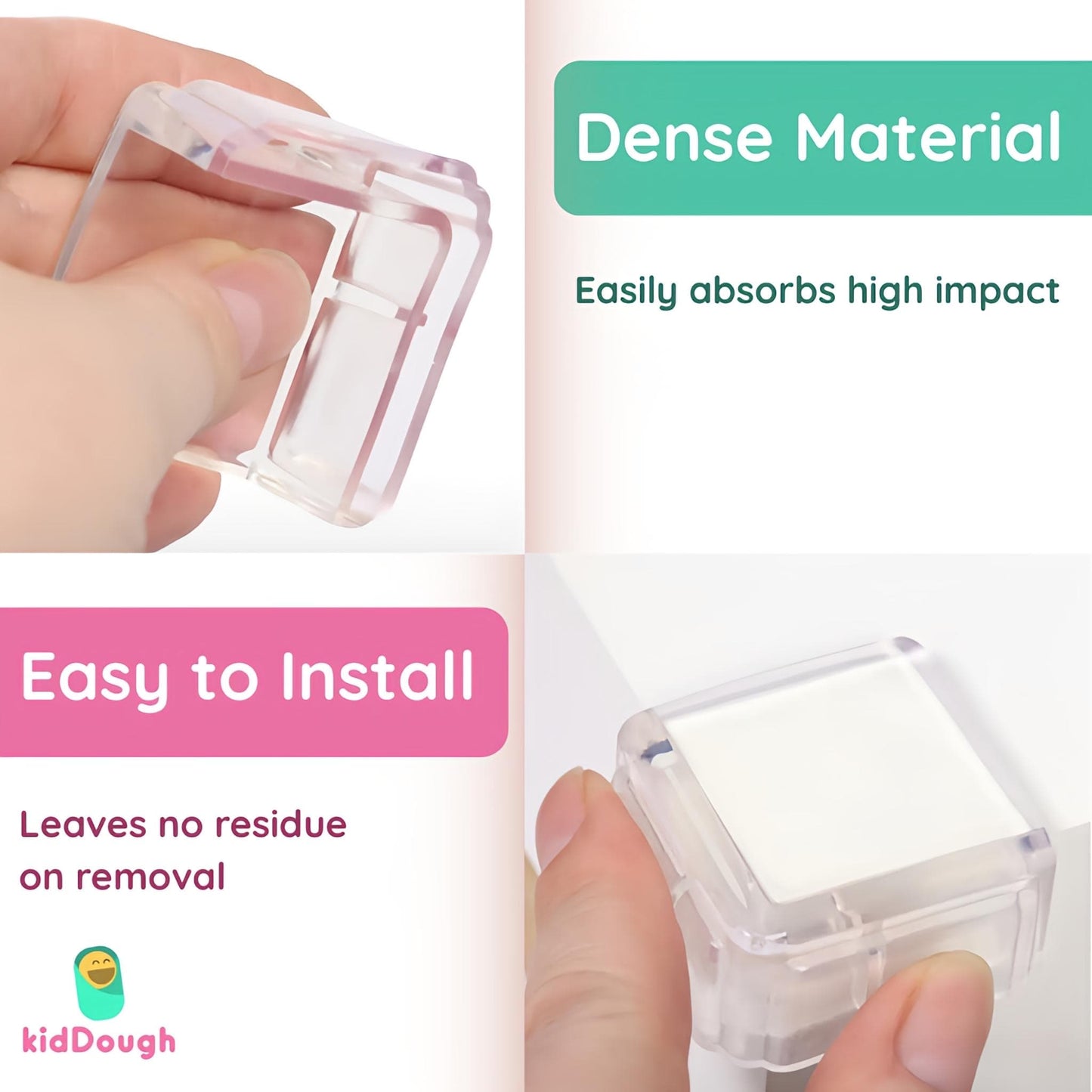 KidDough Corner Guards for Baby Safety, Transparent, Corner Protector for Furniture, Table Edge Guards, 10