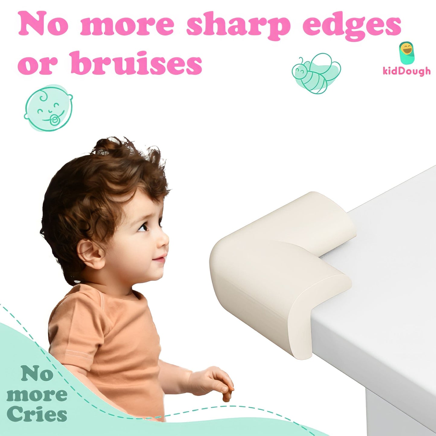 Kiddough Baby Proofing Furniture Edge And Corner Protector - 5 Mtrs Edge + 8 Corner Guards