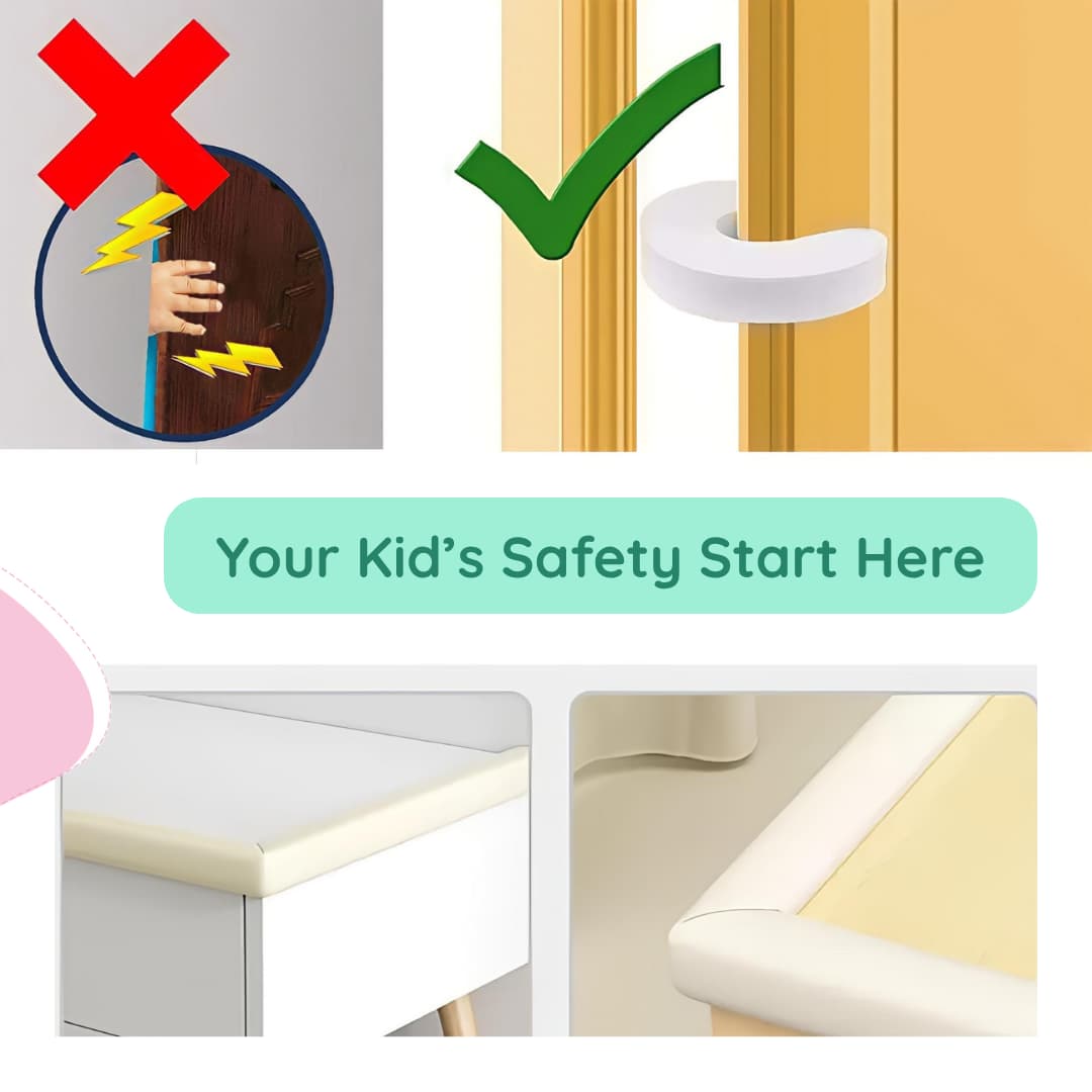 Kiddough Baby Proofing Finger Pinch Door Guard - Pack of 6 White C-Shape