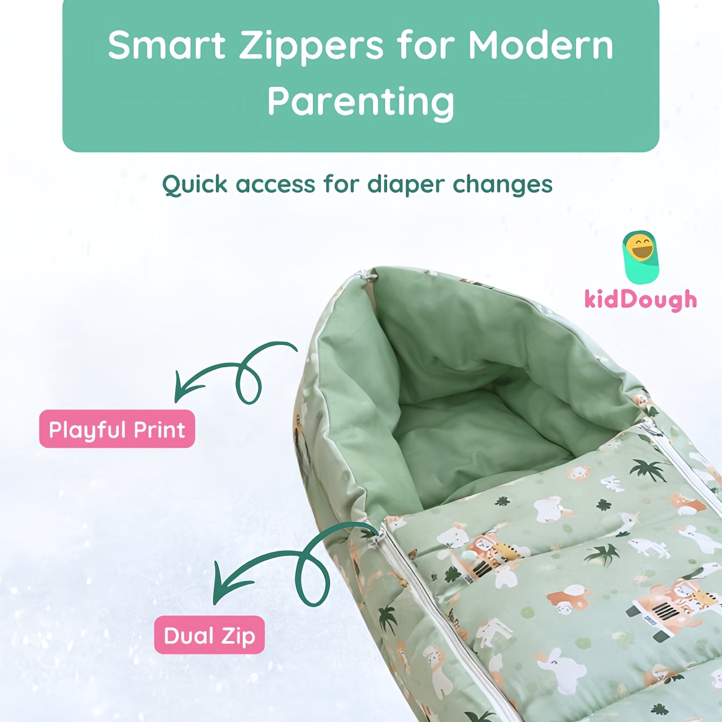 Kiddough Sleeping Bag for Infant | Soft Breathable 100% Cotton Baby Carrier for New Born/Foldable & Washable Unisex Baby Sleeping Bag 0 Months- 12 Months
