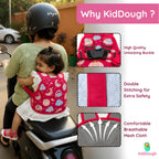 Kiddough Baby Safety Belt for Kids | Two Wheeler Bike/Scooty Belt for Kids Safety, Child Harness Safety Belt with Adjustable Baby Carrier for Toddlers & Baby (Printed Red)