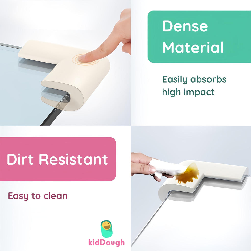 KidDough U-Shape Corner Guards for Kids Safety, Table Corners Edge Protector, Baby Proofing Edge & Corner Guards, for Thin Table Tops, White (8pcs/Pack)