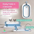 Kiddough Baby Bathtub, Foldable, Non Slip, Durable, Easy to Store and Use with Cushion (Blue (without Cushion))