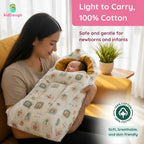 Kiddough Sleeping Bag for Infant | Soft Breathable 100% Cotton Baby Carrier for New Born/Foldable & Washable Unisex Baby Sleeping Bag (Off-White) 0 Months- 12 Months
