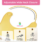 KidDough Silicone Baby Bib for Feeding & Weaning Babies & Toddlers | Waterproof, Washable & Reusable | Easy Cleaning, Lightweight, Adjustable Neckline with Buttons, Mess-Free Bib