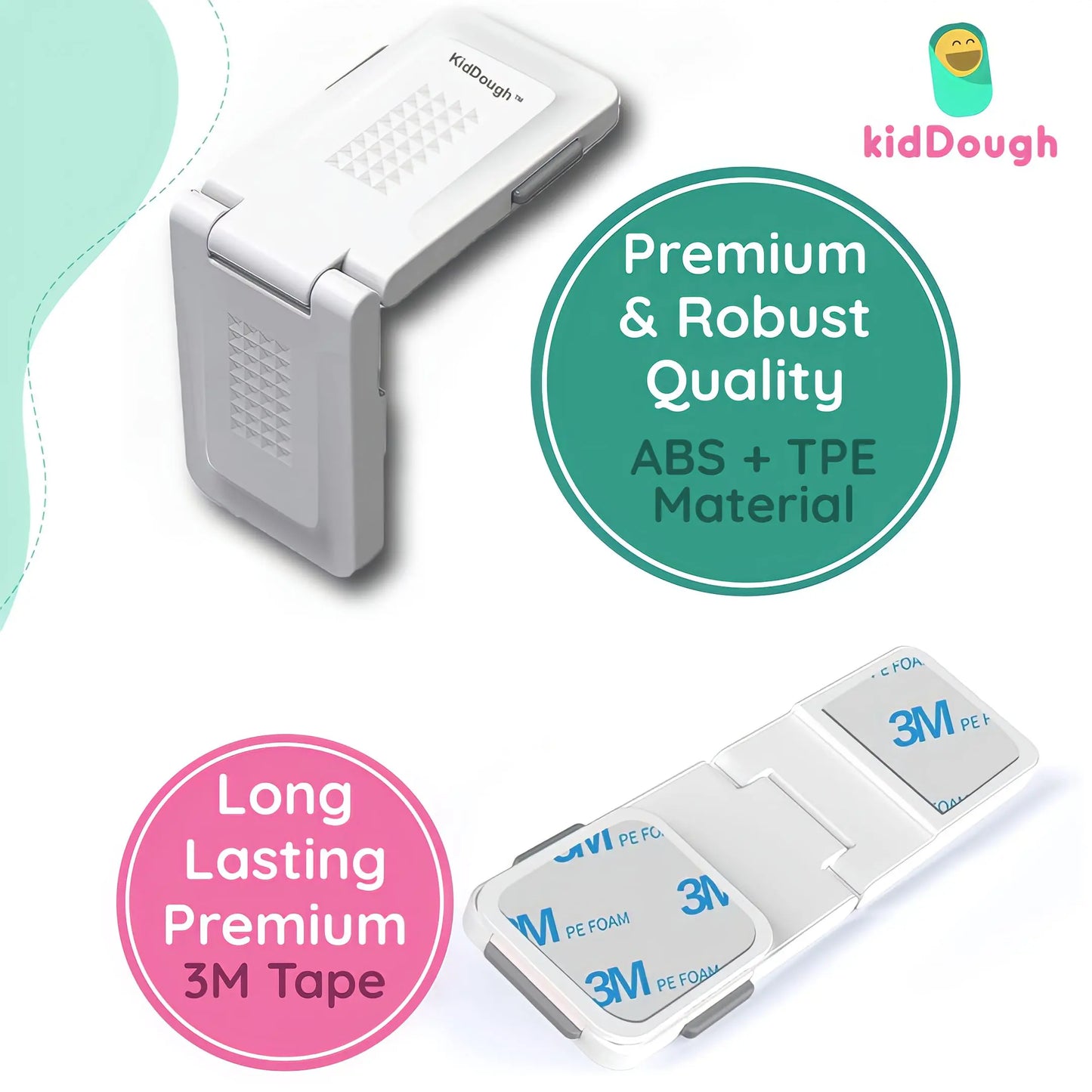 Kiddough Baby Proofing Angle Child Safety Lock (Pack of 4,White)