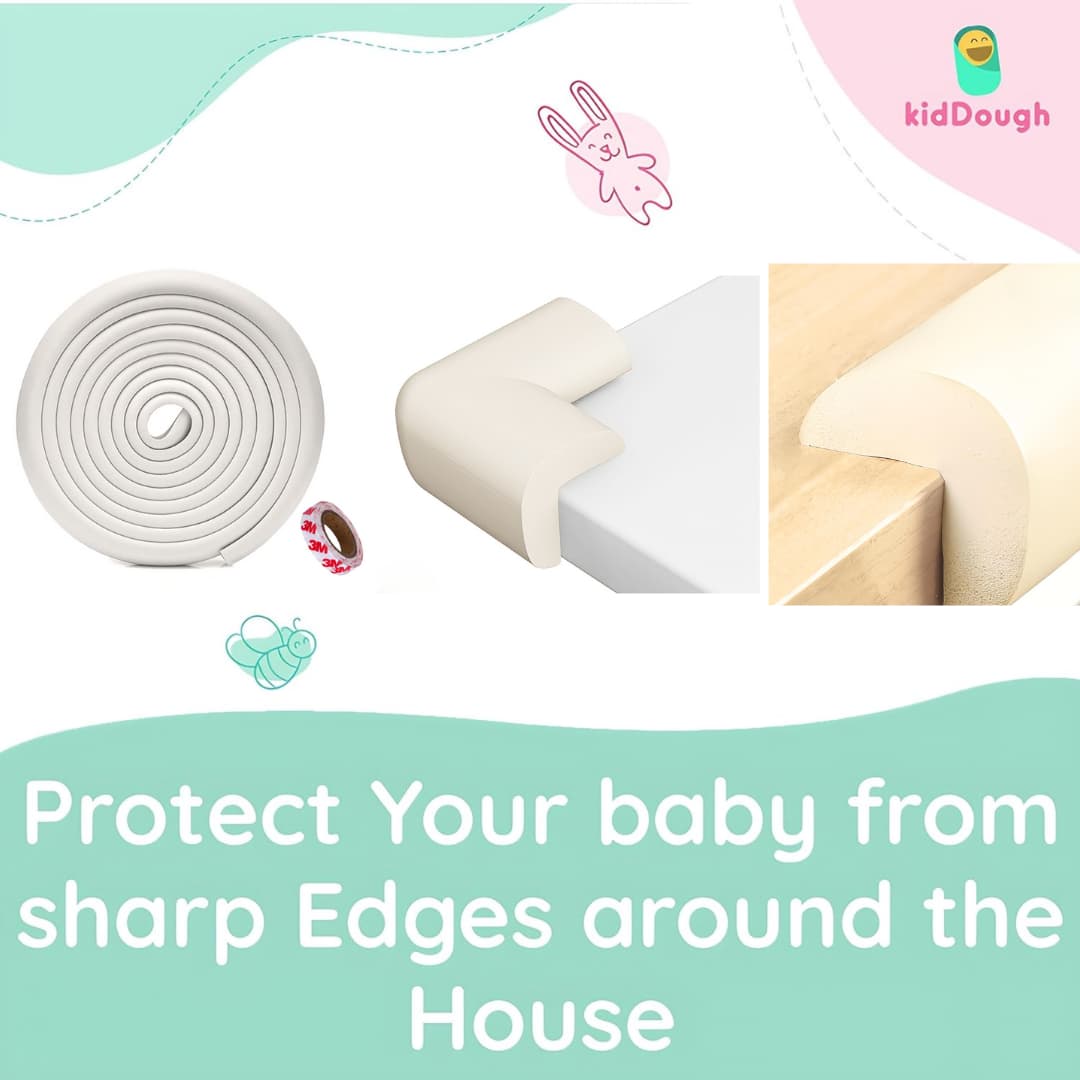Baby Proofing Kit with 5M Edge Protector, 4 Corner Guards, 6 Socket Guards, 2 Door Guards, 5 Safety Locks, White