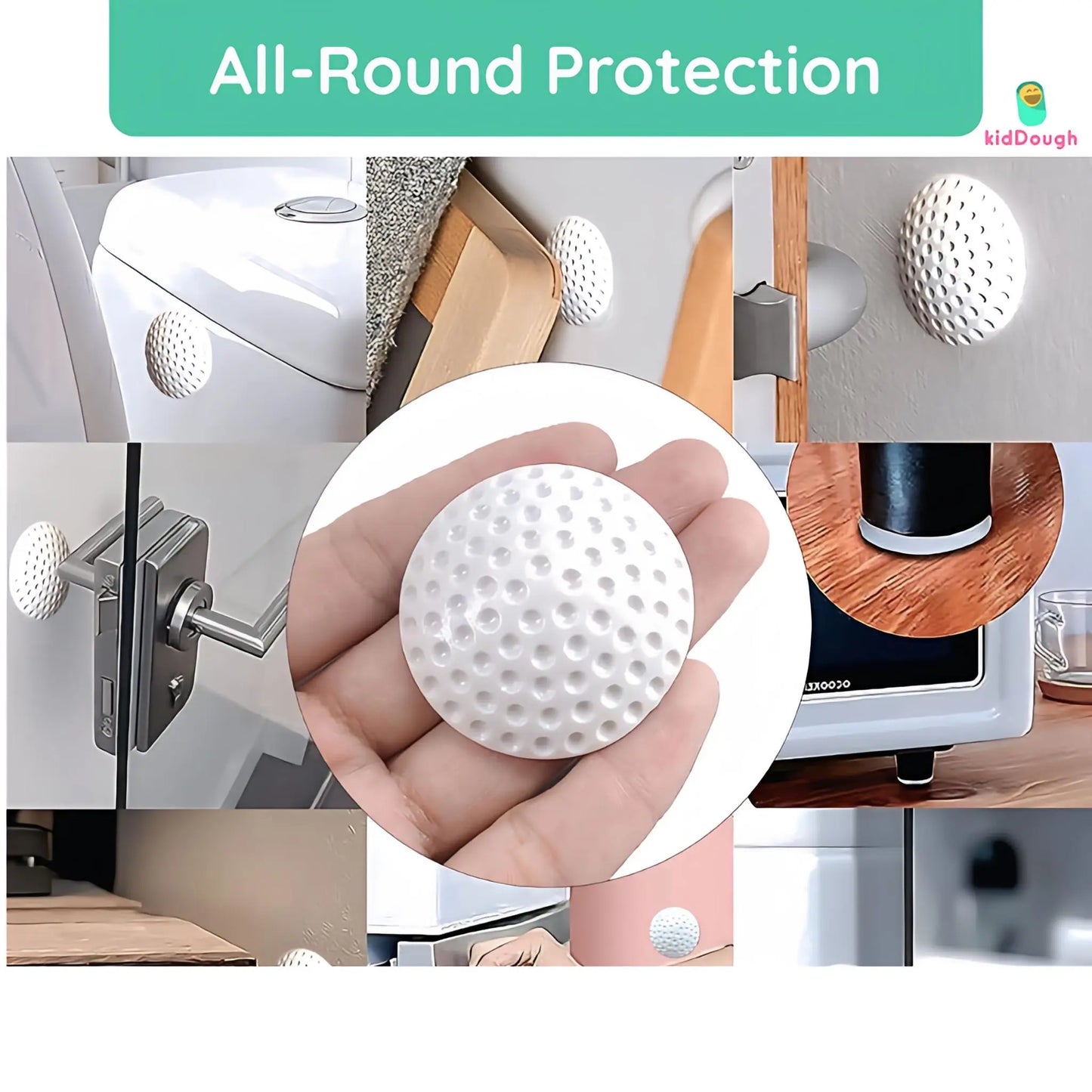 KidDough Door Stopper Bumper, Wall and Door Protection, Noise Reduction (Anti- Collision Silent Pads)