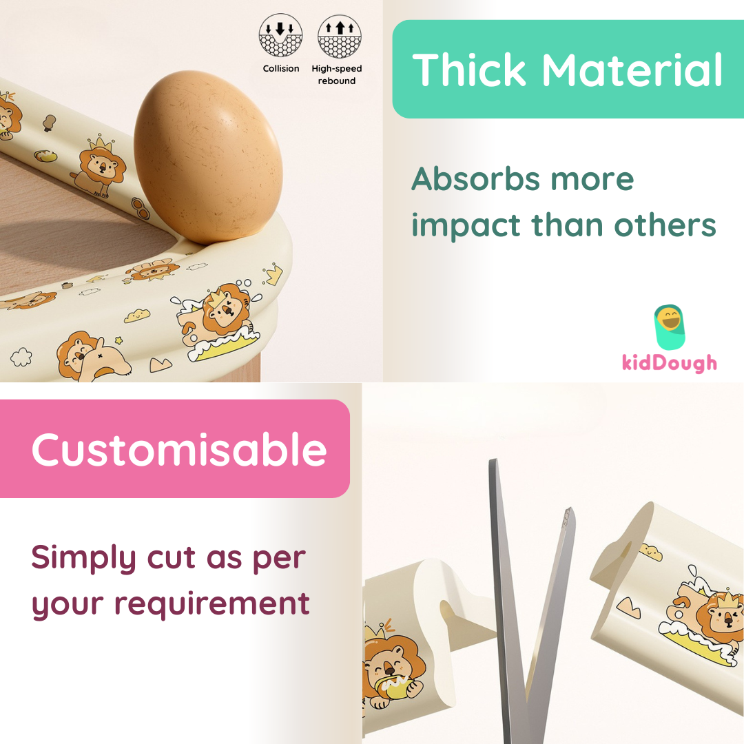 KidDough Baby Proofing Printed L-Shape Flat Edge Protector - 2 Meters Safety Strip, Dense Edge Guard for Kids Safety, Shock Absorbant Edge Protector, Baby Safety Products (Cartoon)