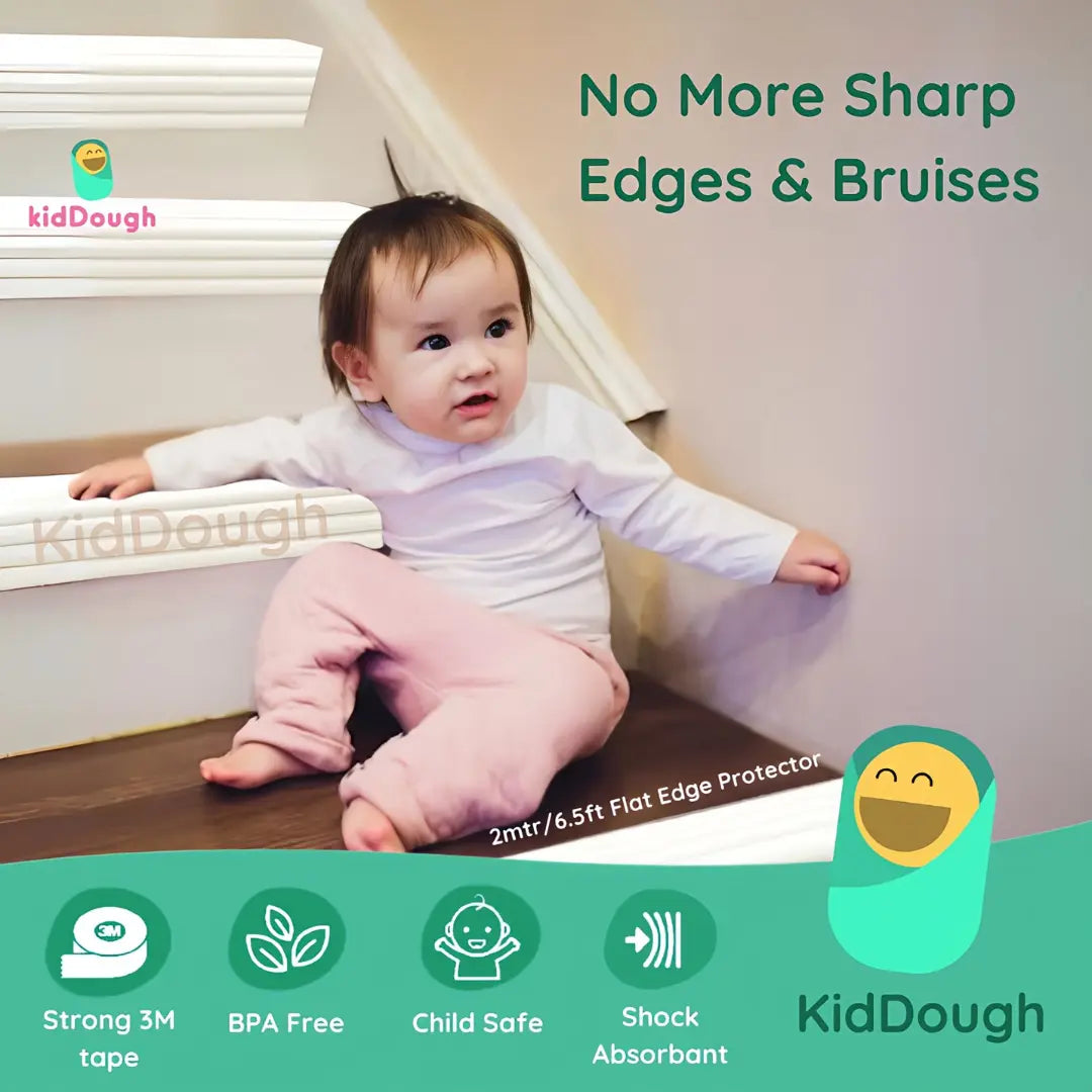 Kiddough Baby Proofing Kit with 2M Edge Protector, 5 Safety Locks, 6 Socket Guards, 2 Door Guards, White