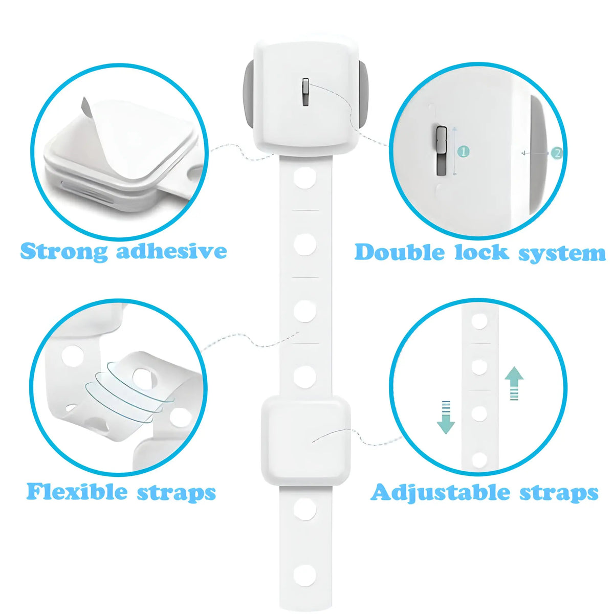 Kiddough Furniture Dual Safety Locks For Kids - Pack Of 4 Locks, Double Lock System