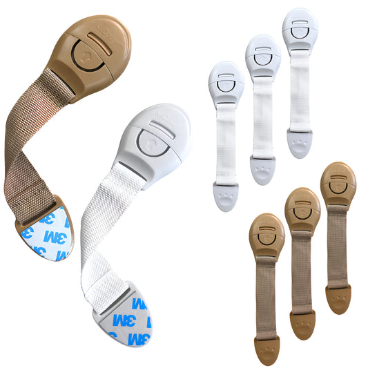 Kiddough Furniture Safety Locks for Kids - Pack of 4 Beige + 4 White