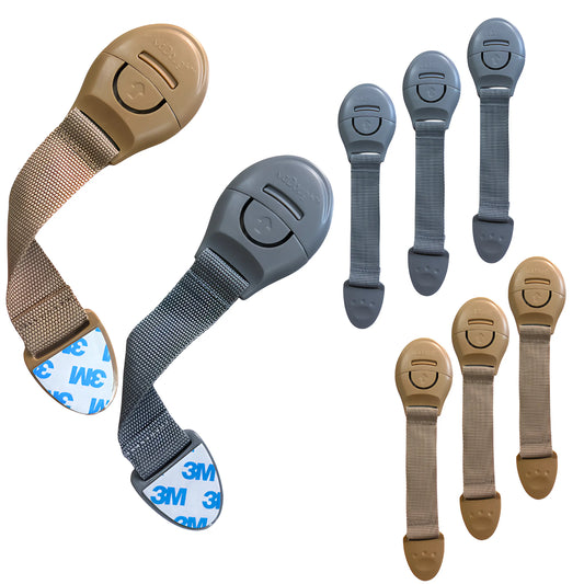 Kiddough Furniture Safety Locks for Kids - Pack of 4 Beige + 4 Grey
