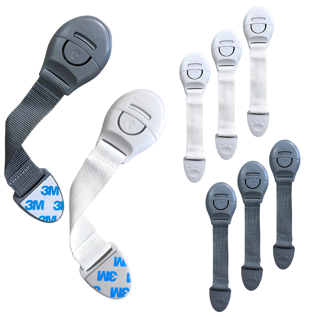 Kiddough Furniture Safety Locks for Kids - Pack of 4 Grey + 4 White