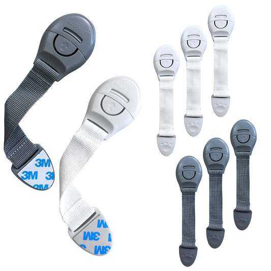 Kiddough Furniture Safety Locks for Kids - Pack of 4 Grey + 4 White