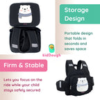 KidDough Baby Safety Belt for Two Wheeler Bike/Scooty | Harness Safety Belt for Kids Safety | Strong Buckles with Adjustable Straps and Double Stiching for Extra Safety (With Storage (Black))