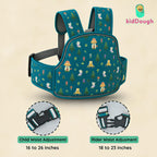 Kiddough Baby Safety Belt for Kids | Two Wheeler Bike/Scooty Belt for Kids Safety, Child Harness Safety Belt with Adjustable Baby Carrier for Toddlers & Baby (Printed Green)