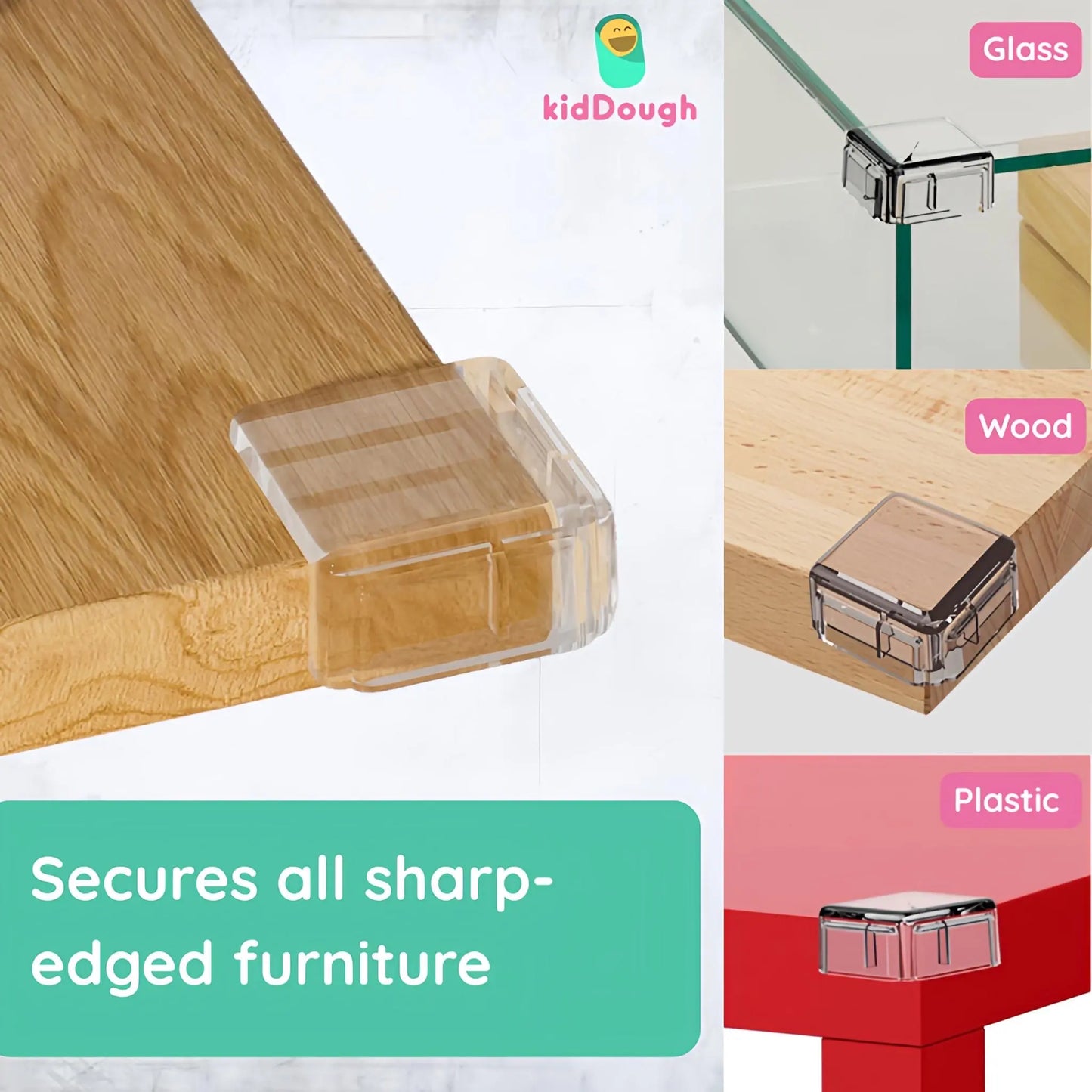 KidDough Corner Guards for Baby Safety, Transparent, Corner Protector for Furniture, Table Edge Guards, 10
