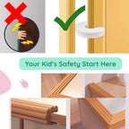 Kiddough Baby Proofing Kit with 2M Edge Protector, 5 Safety Locks, 6 Socket Guards, 2 Door Guards, Wooden