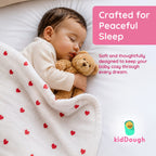 KidDough Ultra-Soft Muslin Baby Blanket for All Seasons – Soft, Breathable & Lightweight, Hearts Print, 105 × 105 cm, 0–2 Years