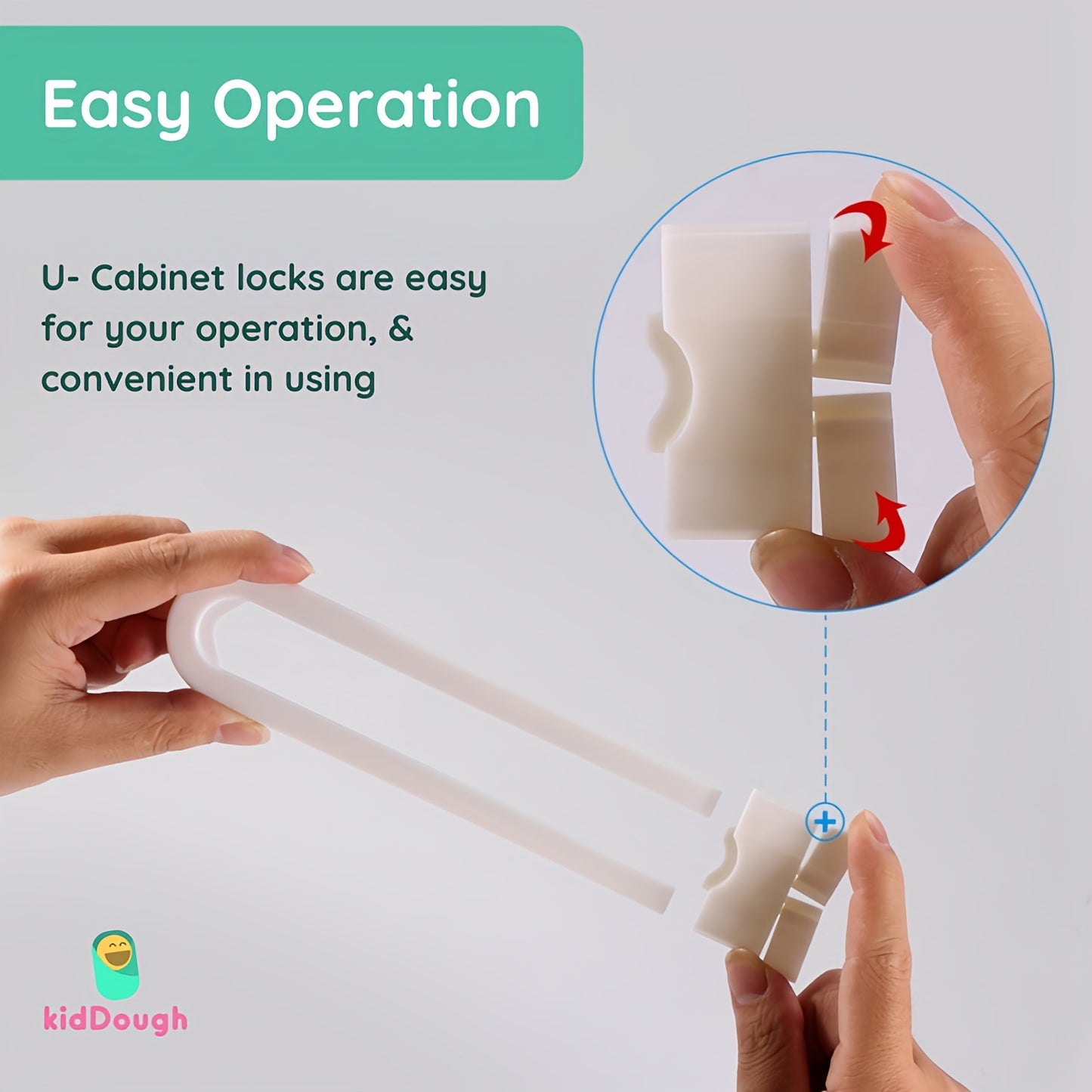 Kiddough U Shape Baby Safety Security Cupboard, Drawer, Cabinet Lock for Child, Infant & Kids