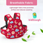 Kiddough Baby Safety Belt for Kids | Two Wheeler Bike/Scooty Belt for Kids Safety, Child Harness Safety Belt with Adjustable Baby Carrier for Toddlers & Baby (Printed Red)