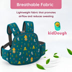 Kiddough Baby Safety Belt for Kids | Two Wheeler Bike/Scooty Belt for Kids Safety, Child Harness Safety Belt with Adjustable Baby Carrier for Toddlers & Baby (Printed Green)