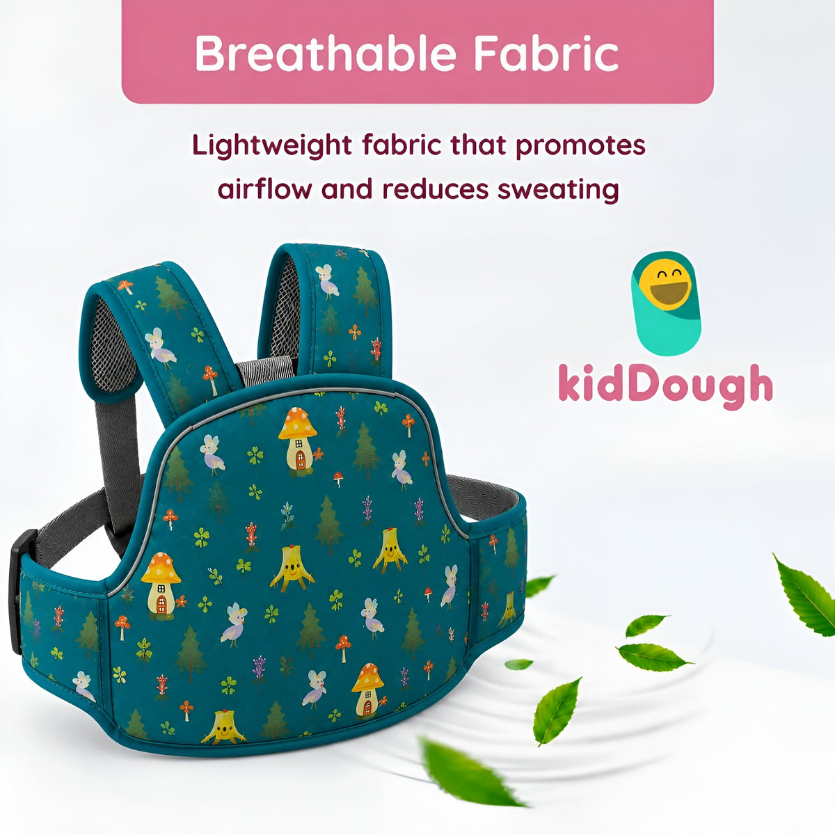 Kiddough Baby Safety Belt for Kids | Two Wheeler Bike/Scooty Belt for Kids Safety, Child Harness Safety Belt with Adjustable Baby Carrier for Toddlers & Baby (Printed Green)