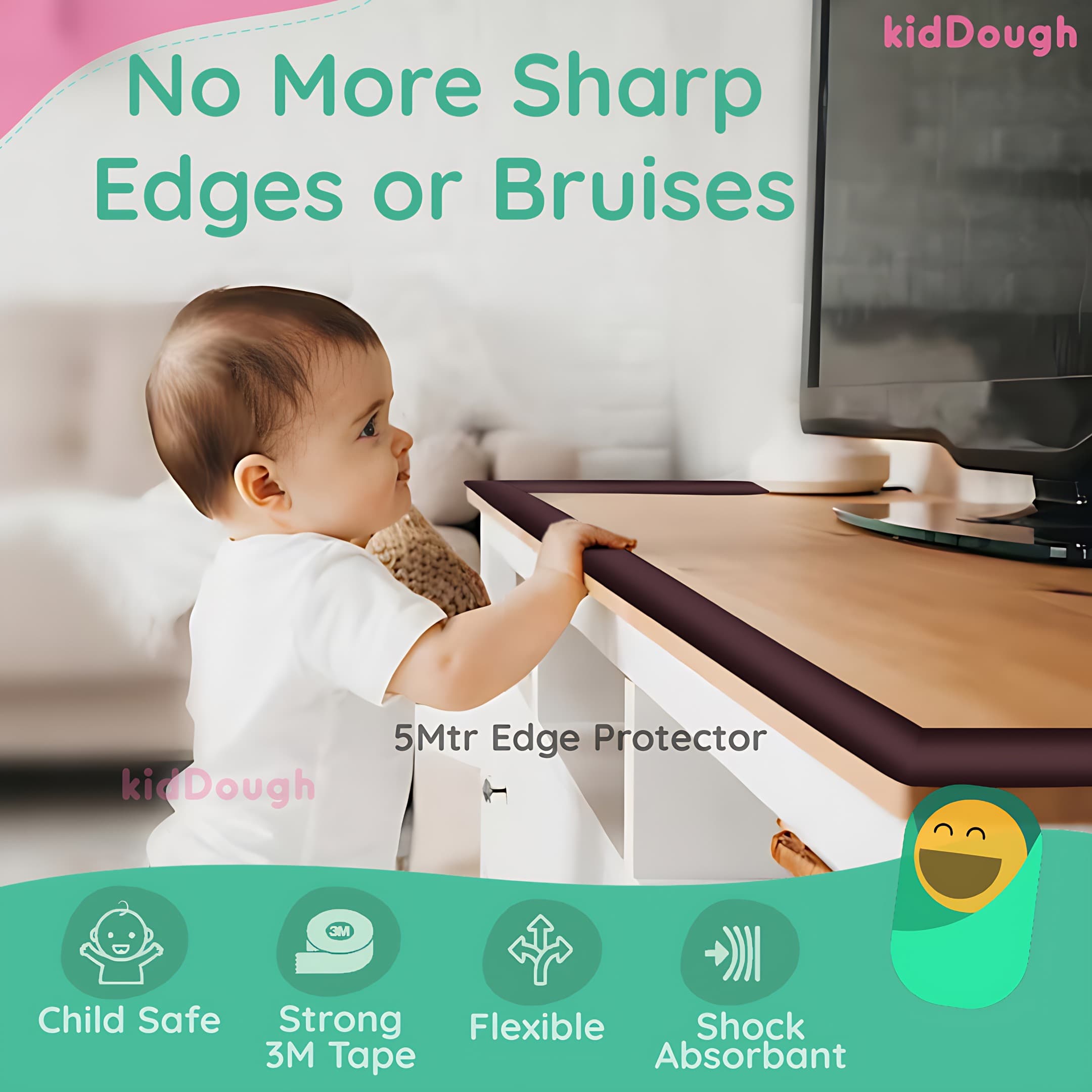 Kiddough Baby Proofing Edge & Corner Protector For Kids - 5 Meters Edge Protector + 8 Corner Guards Secondary image