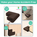 KidDough U-Shape Corner Guards for Kids Safety, Table Corners Edge Protector, Baby Proofing Edge & Corner Guards, for Thin Table Tops, Brown (8pcs/Pack)