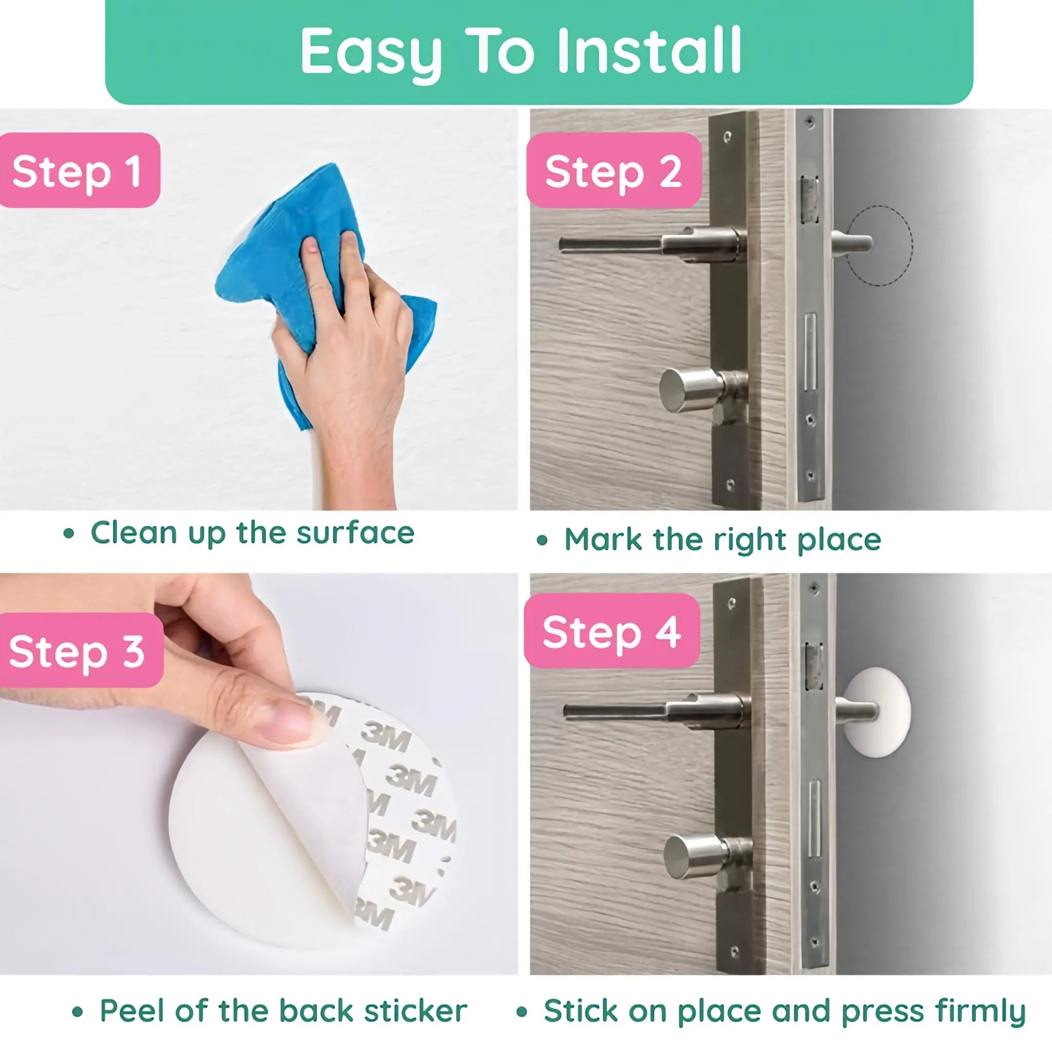KidDough Door Stopper Bumper, Wall and Door Protection, Noise Reduction (Anti- Collision Silent Pads)