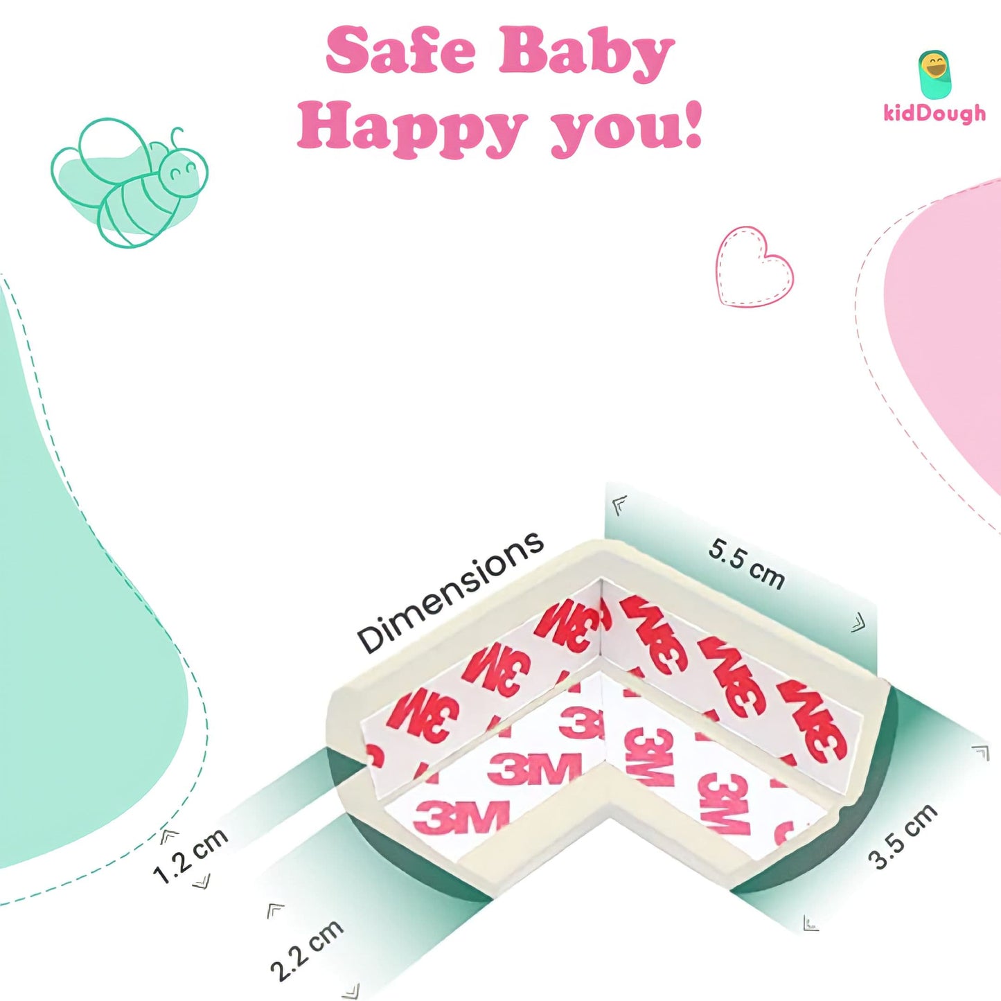 Kiddough Baby Proofing Safety Strip And Corner Guard (2 Mtrs Roll + 4 Guards, White)