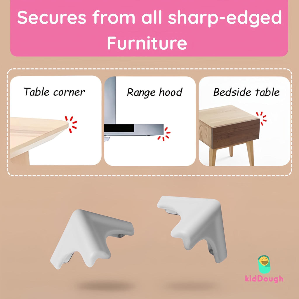 KidDough Corner Guards for Baby Safety, Soft Silicon Table Edge Protectors, Very Soft, 4Pcs/Pack