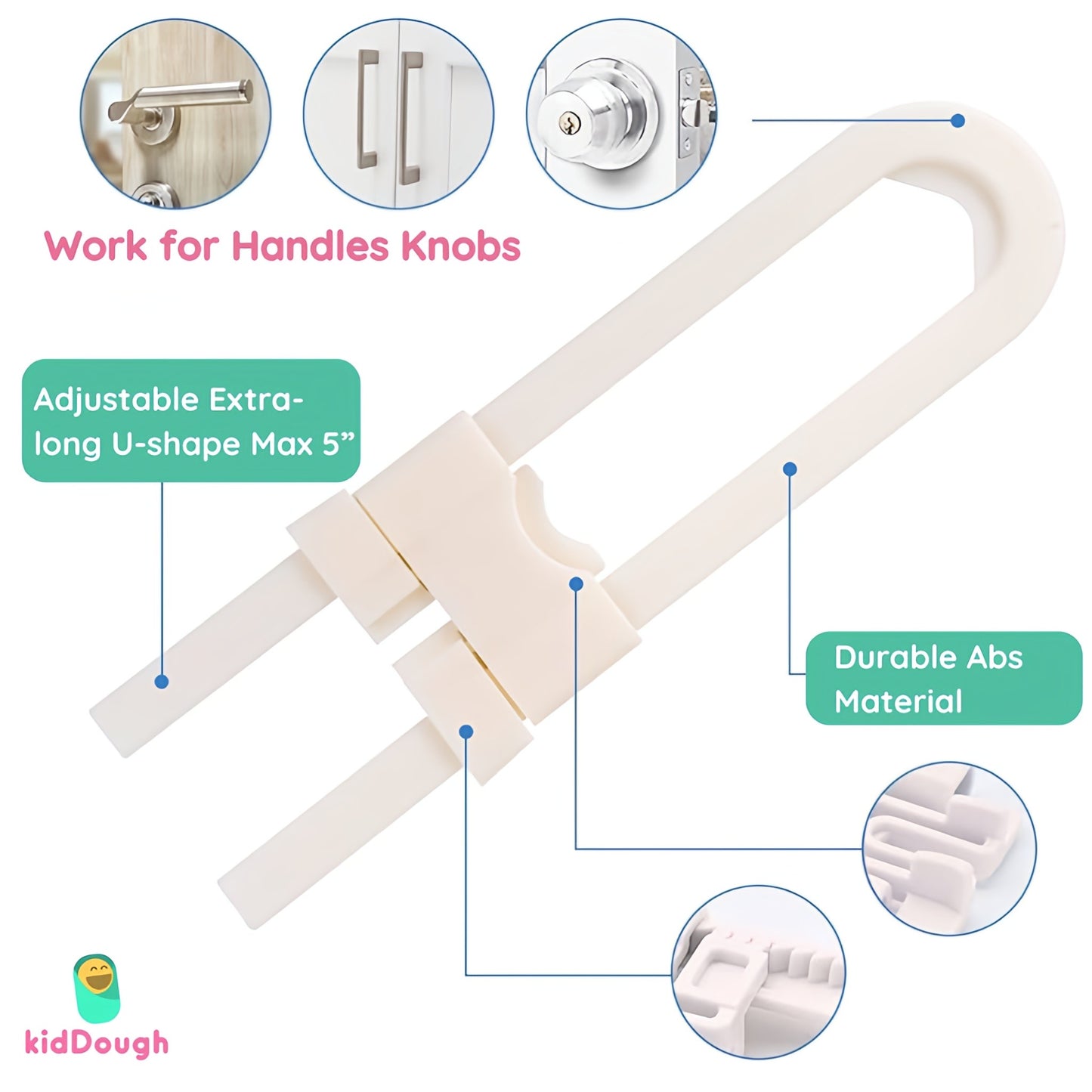 Kiddough U Shape Baby Safety Security Cupboard, Drawer, Cabinet Lock for Child, Infant & Kids