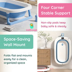 Kiddough Baby Bathtub, Foldable, Non Slip, Durable, Easy to Store and Use with Cushion (Blue (with Cushion))