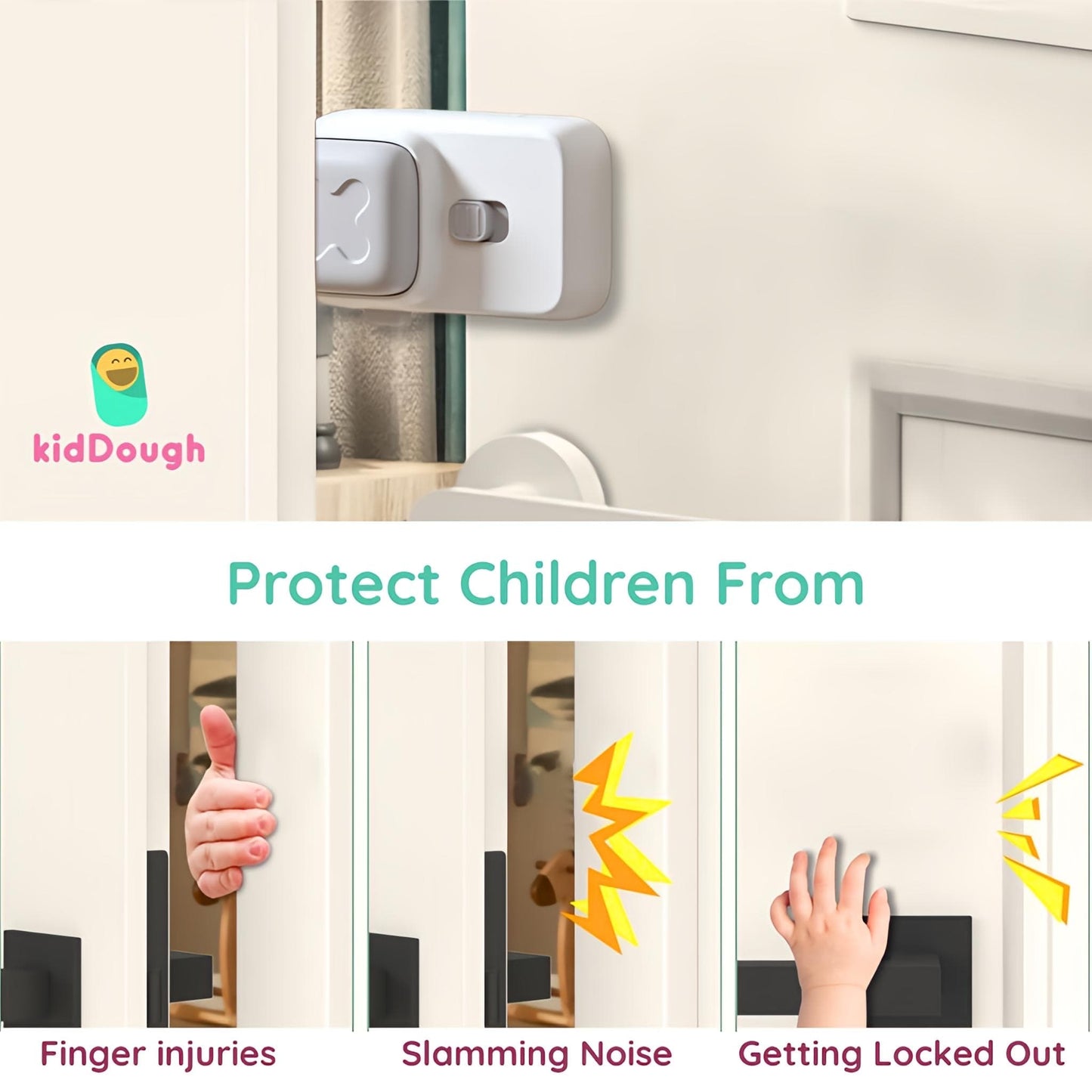 KidDough Baby Finger Pinch Door Stopper, Double Safety Lock-(1 Piece)