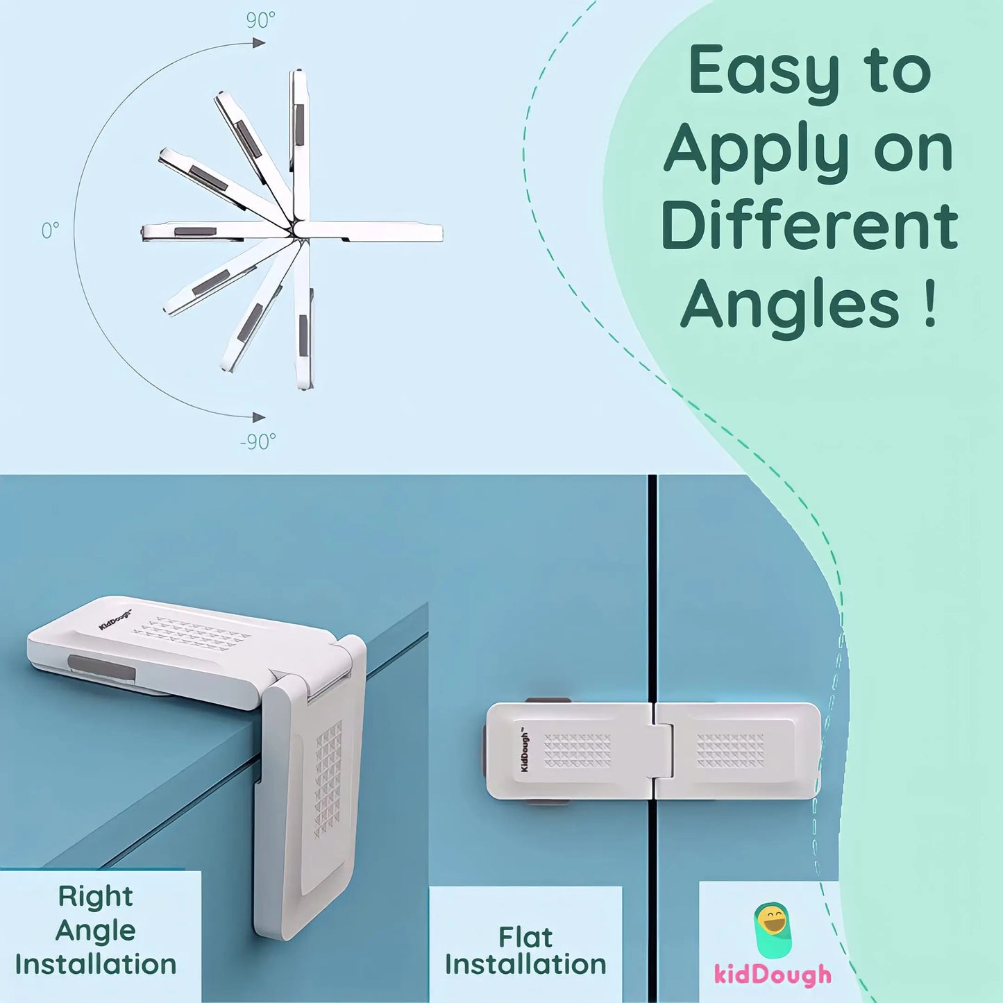 Kiddough Baby Proofing Angle Child Safety Lock (Pack of 4,White)