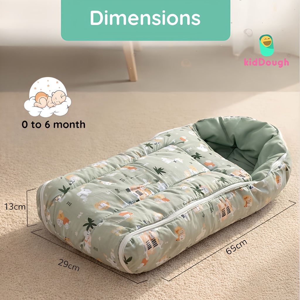 Kiddough Sleeping Bag for Infant | Soft Breathable 100% Cotton Baby Carrier for New Born/Foldable & Washable Unisex Baby Sleeping Bag 0 Months- 12 Months