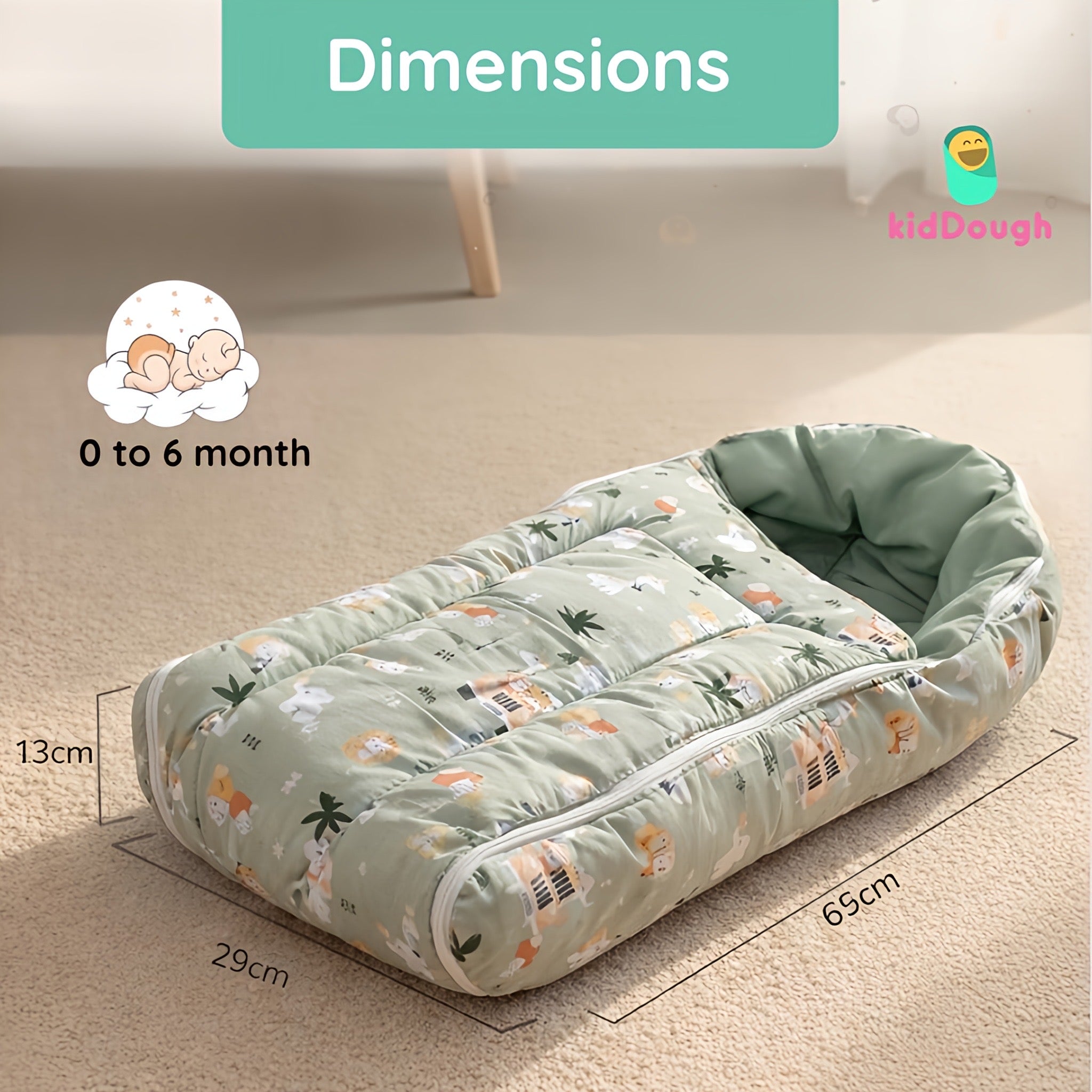 Kiddough Sleeping Bag for Infant | Soft Breathable 100% Cotton Baby Carrier for New Born/Foldable & Washable Unisex Baby Sleeping Bag 0 Months- 12 Months